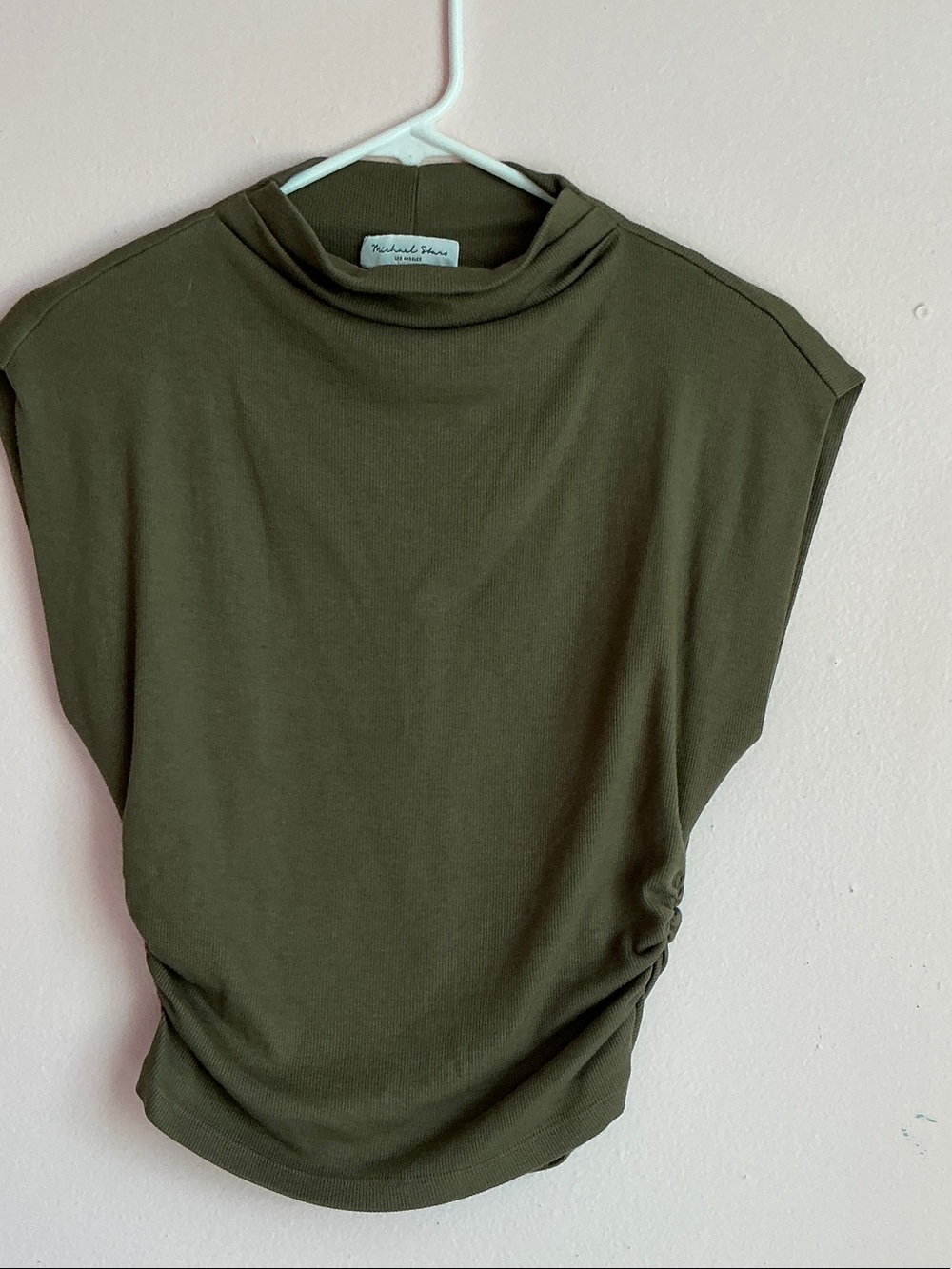 Michael Stars Olive Green Sleeveless Mock Neck Tank
